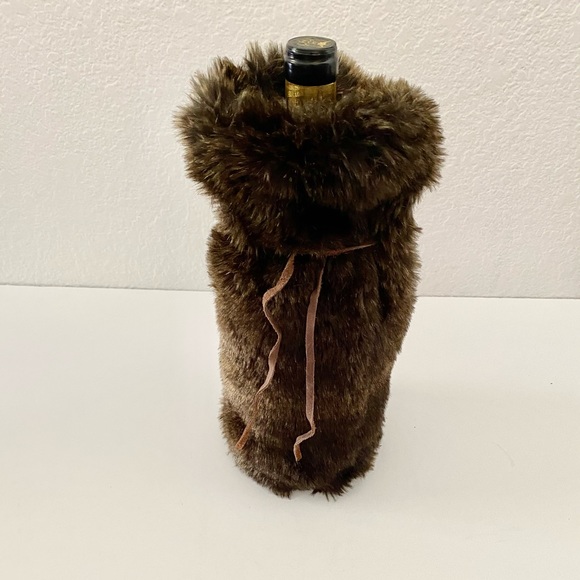 SOLD Restoration Hardware Lux Fur Wine Bag - Picture 2 of 7